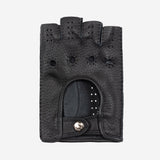 Vincenzo (black) - fingerless Italian driving gloves made of American deerskin leather - Leather Gloves Online - Luxury Leather Gloves - 2