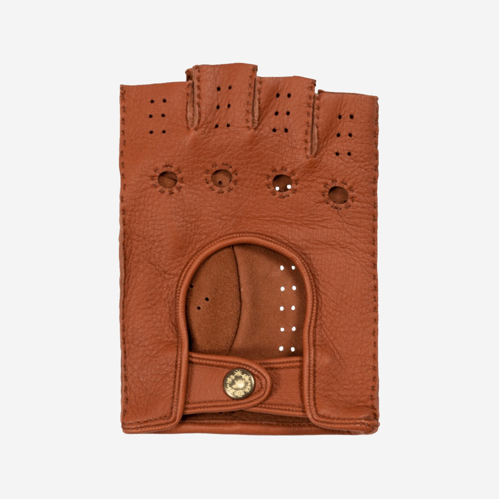 Vincenzo (brown): fingerless Italian driving gloves made of American deerskin leather - Leather Gloves Online - Luxury Leather Gloves - 2