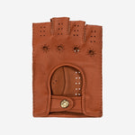 Vincenzo (brown): fingerless Italian driving gloves made of American deerskin leather - Leather Gloves Online - Luxury Leather Gloves - 2