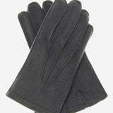 CA0395 (grey) - Handsewn Italian Cashmere Lined  Men's Carpincho Dress Gloves - Leather Gloves Online - Luxury Leather Gloves - 1