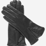 CA0547 (black) - Women's Lambskin Cashmere Lined Leather Gloves with Zipper - Leather Gloves Online - Luxury Leather Gloves - 2