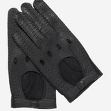 CA3335 (black) - Handsewn Italian Peccary Men's Driving Gloves - Leather Gloves Online - Luxury Leather Gloves - 1