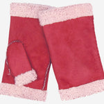 CA4163 (cranberry) - Women's Italian Lamb Shearling Fingerless Gloves - Leather Gloves Online - Luxury Leather Gloves - 1
