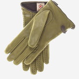 CA4348 (olive) - Women's Italian Cashmere Lined Leather Gloves with Side Zipper