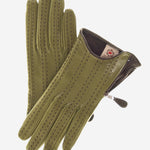 CA4348 (olive) - Women's Italian Cashmere Lined Leather Gloves  with Side Zipper - Leather Gloves Online - Luxury Leather Gloves - 1