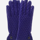 CA4439 (blue) - Women's Quilted Leather Gloves With Cashmere Lining - Leather Gloves Online - Luxury Leather Gloves - 1