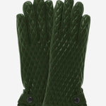 CA4439 (green) - Women's Quilted Leather Gloves With Cashmere Lining - Leather Gloves Online - Luxury Leather Gloves - 1