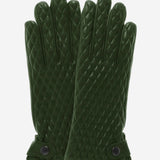 CA4439 (green) - Women's Quilted Leather Gloves With Cashmere Lining - Leather Gloves Online - Luxury Leather Gloves - 1