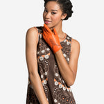 CA4539 (orange) - Women's Unlined Dress Leather Gloves with "Lace-work" Design - Leather Gloves Online - Luxury Leather Gloves - 2