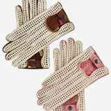CA4916 (pink) - Handsewn Italian crochet driving gloves in lambskin leather