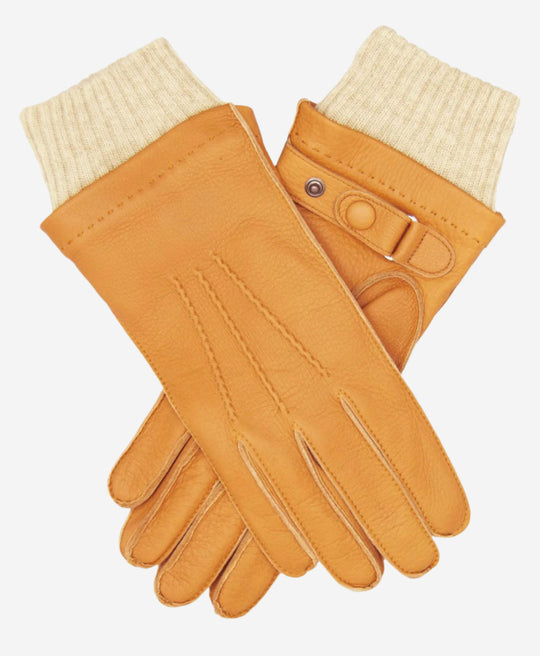 CC3115 (saddle) - Men's Italian  Deerskin Leather Gloves with Cashmere Lining
