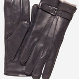 CC3239 (black) - Men's Italian Cashmere Lined Lambskin Gloves with Belt - Leather Gloves Online - Luxury Leather Gloves - 2