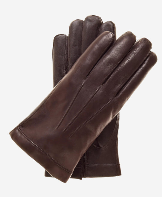 CC3301 (brown) - Men's Italian Cashmere Lined Touchscreen Leather Gloves
