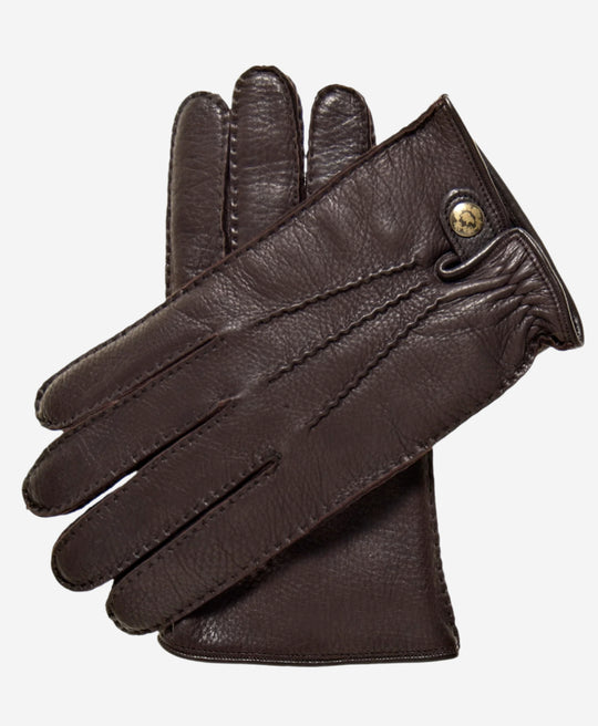 CC3305 (Dark Brown) - Men's Italian Cashmere Lined Deerskin Gloves