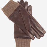 CC3502 (brown) - Men’s Italian lambskin winter gloves with cashmere lining & extended wool cuff