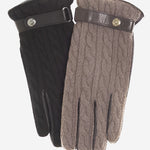 CC3510 (brown) - Men's Italian Cable Knit Cashmere and Leather Winter Gloves - Leather Gloves Online - Luxury Leather Gloves - 1