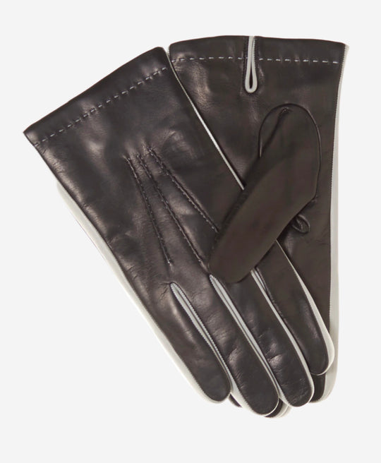 CC3592 (black) - Men's Italian Leather Gloves with Two-Tone Contrast Colors
