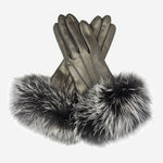 CC4066 (black) - Women's Italian Fox Fur Cuff Cashmere Lined Leather Gloves - Leather Gloves Online - Luxury Leather Gloves - 2