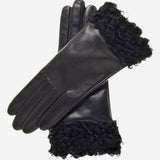 CC4172 (black) - Women's Cashmere Lined Leather Gloves with Persian Lamb Cuffs - Leather Gloves Online - Luxury Leather Gloves - 1