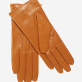 CC4668 (orange) - Women’s Italian orange suede winter gloves cashmere lined with unique hand detailing