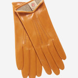 CC4668 (orange) - Women’s Italian orange suede winter gloves cashmere lined with unique hand detailing