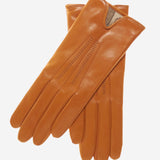 CC4668 (orange) - Women’s Italian orange suede winter gloves cashmere lined with unique hand detailing