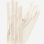 CD4020 (cream) - Women's Crochet and Leather Driving Gloves - Leather Gloves Online - Luxury Leather Gloves - 2