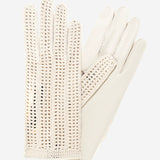CD4020 (cream) - Women's Crochet and Leather Driving Gloves - Leather Gloves Online - Luxury Leather Gloves - 2