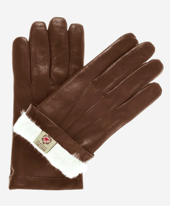 CR3302 (brown) - Men's Cadet Italian Rabbit Fur Gloves with Shorter Fingers