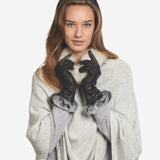 CR4405 (black) - Women’s Italian leather winter gloves with Rex rabbit fur cuff