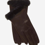 CS4616 (darkbrown) - Women's Italian Silk Lined Leather Gloves with Mink Cuff- Leather Gloves Online - Luxury Leather Gloves - 1