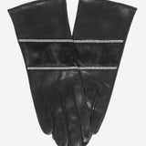 CS4628 (black) - Women's Italian Leather Gloves with Italian Silk lining and Swarovski Crystal Trim- Leather Gloves Online - Luxury Leather Gloves - 1