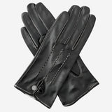 CS4801 (black) - Women's Italian Silk Lined Leather Gloves with Stitched Accents