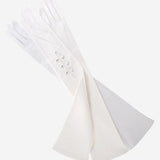 Angelina (ivory) - Italian silk lined 16-button length leather bridal / opera gloves