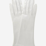CW01W4 (ivory) - Italian Silk Lined 4-Button Length White Leather Bridal Gloves- Leather Gloves Online - Luxury Leather Gloves - 1
