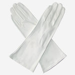 CW01W4 (white) - Italian Silk Lined 4-Button Length White Leather Bridal Gloves- Leather Gloves Online - Luxury Leather Gloves - 1