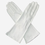 CW01W4 (white) - Italian Silk Lined 4-Button Length White Leather Bridal Gloves- Leather Gloves Online - Luxury Leather Gloves - 1