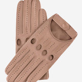 Alessa (beige) - Classic Italian lambskin leather driving gloves