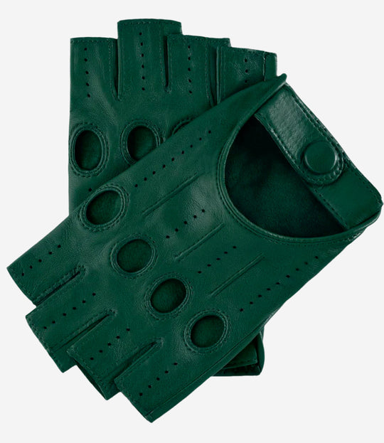 Rossana (hunter) - Italian fingerless lambskin leather driving gloves