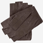 Rossana (taupe) - Italian fingerless lambskin leather driving gloves - Leather Gloves Online - Luxury Leather Gloves - 2