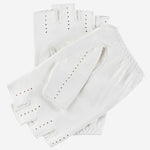 Rossana (white) - Italian fingerless lambskin leather driving gloves - Leather Gloves Online - Luxury Leather Gloves - 2
