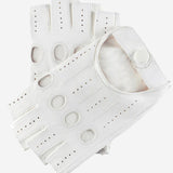 Rossana (white) - Italian fingerless lambskin leather driving gloves - Leather Gloves Online - Luxury Leather Gloves - 1