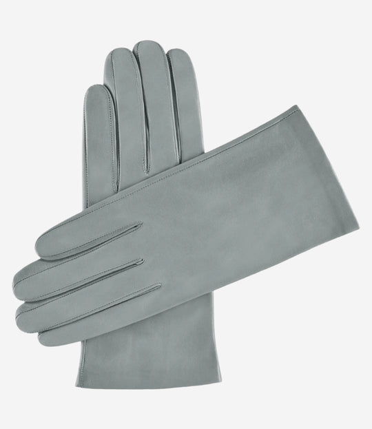 Sofia (light grey) -  Italian lambskin leather gloves with silk lining