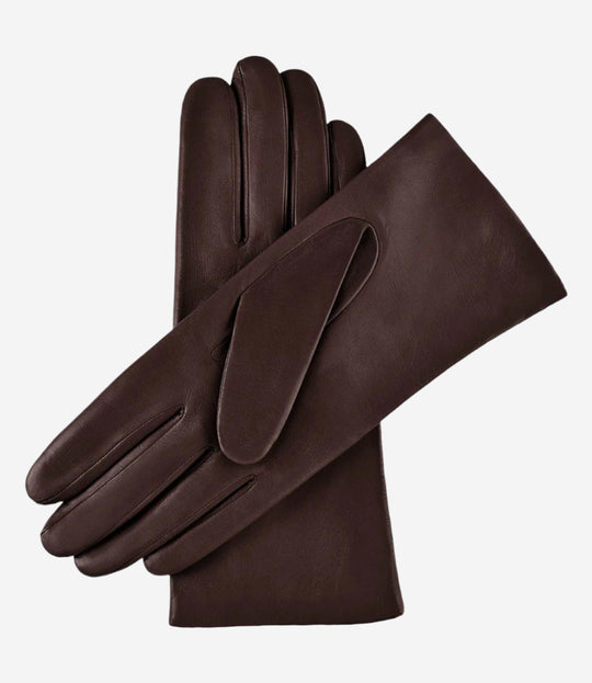 Isabella (dark brown) - Italian lambskin leather gloves with cashmere lining