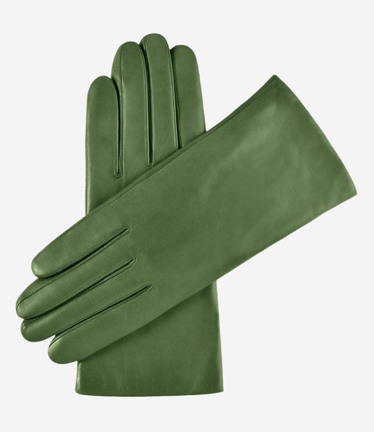 Isabella (green) - Italian lambskin leather gloves with cashmere lining