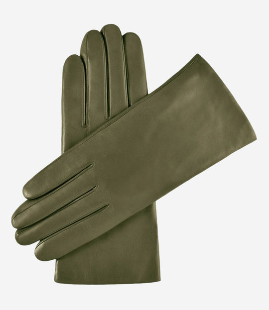 Isabella (olive) - Italian lambskin leather gloves with cashmere lining