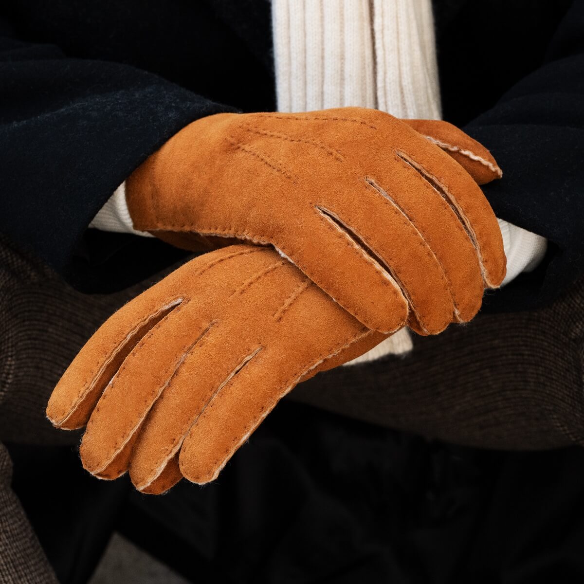 indonesian sheep suede glove dress men leather factory Quilted Italian Lamb Suede Gloves