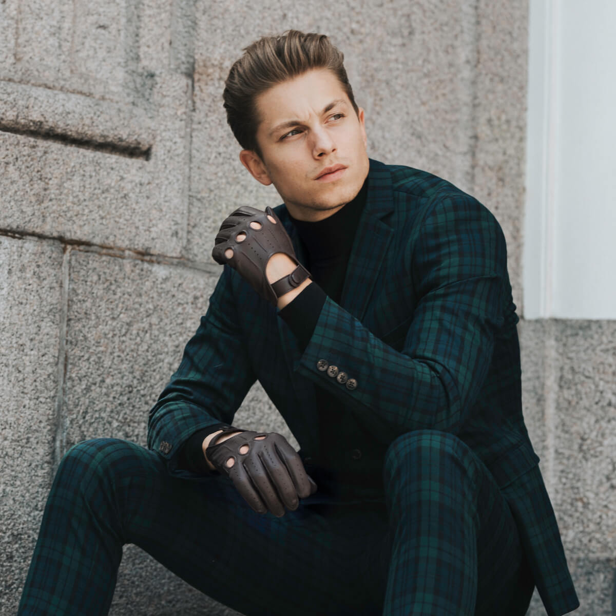 Mario (dark brown) - Italian lambskin leather driving gloves - Leather Gloves Online - Luxury Leather Gloves - 4