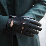 Enzo (black) - Italian lambskin leather driving gloves - Leather Gloves Online - Luxury Leather Gloves - 3