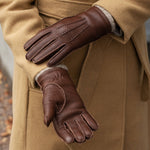 Vittoria (brown) - Italian gloves made of American deerskin leather with cashmere lining - Leather Gloves Online - Luxury Leather Gloves - 8
